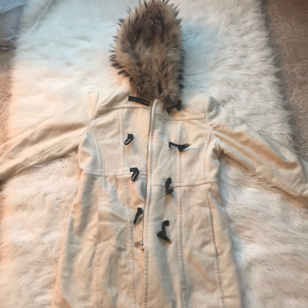 WOOL COAT WITH FUR HOOD!!!